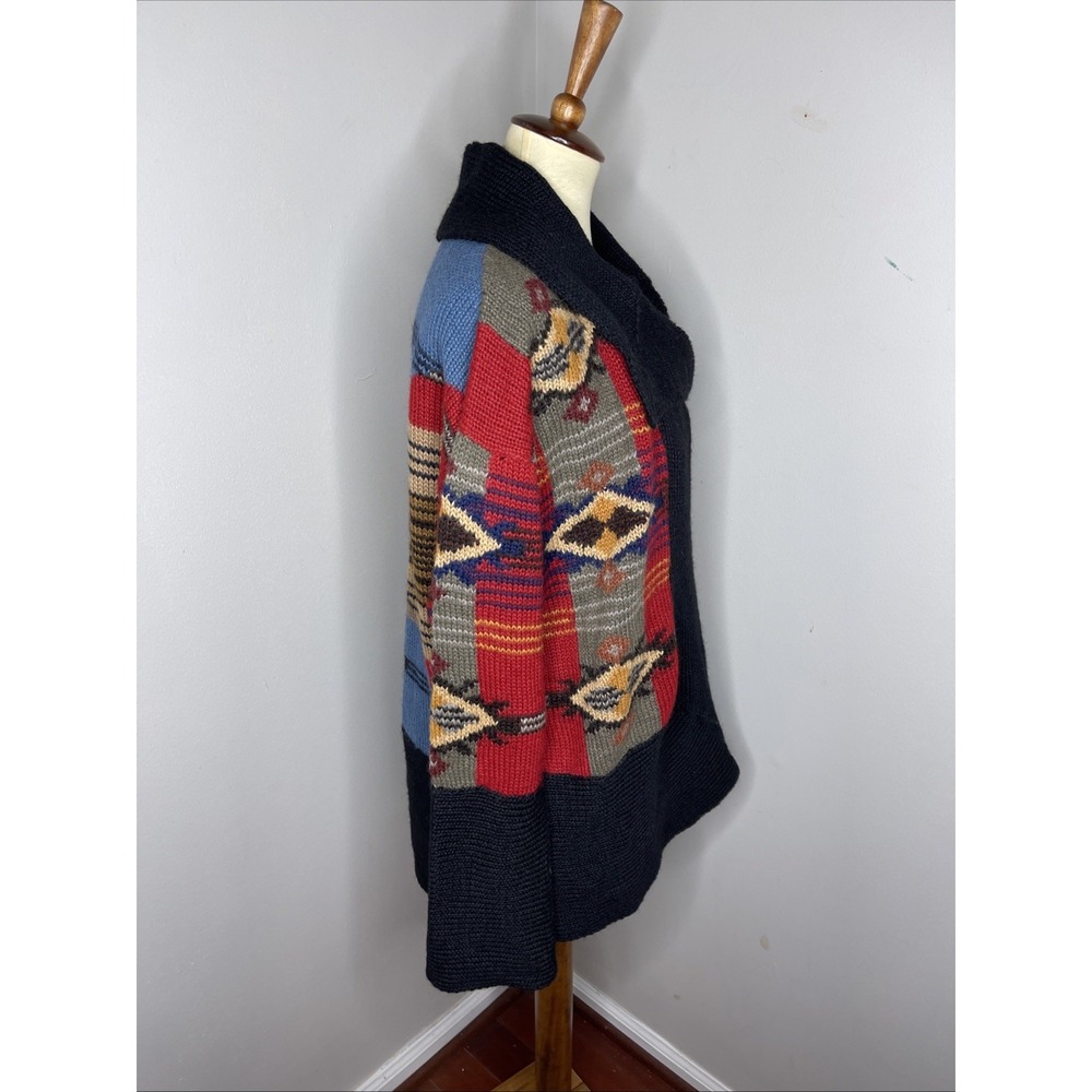 Vintage‎ Peruvian Connection Alpaca Knit Aztec Chunky Cardigan Sweater Large L - Picture 4 of 8